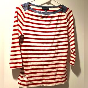 Authentic Ralph Lauren Red & White Stripped Casual Shirt